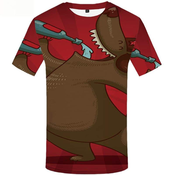Bear T-shirt Men Russia T shirts Funny Animal Tshirts Novelty Short Sleeve - KYKU