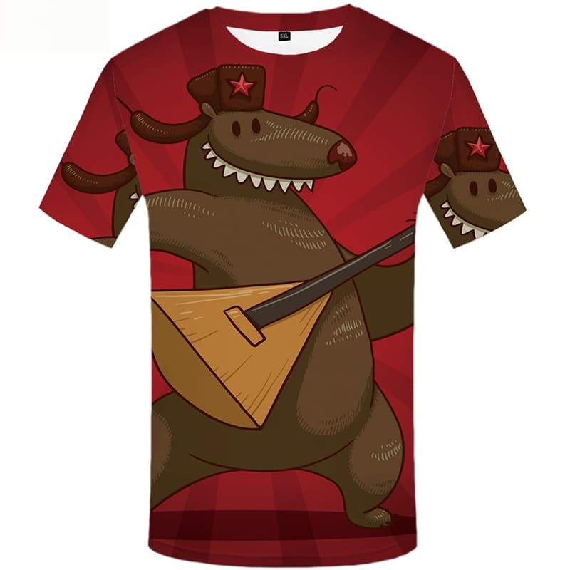 Bear T shirts Men Military Tshirts Casual Russia Tshirt Printed Short Sleeve - KYKU
