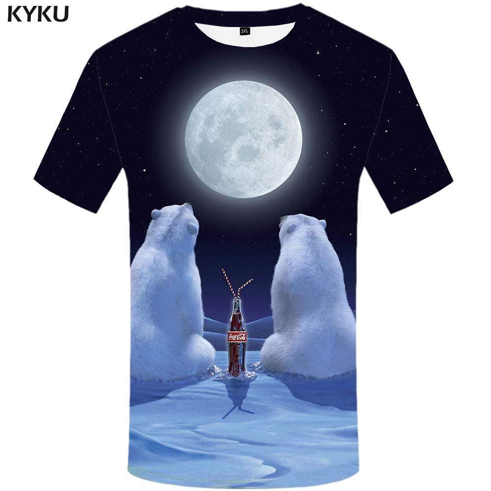 Bear T-shirts Men Russia Tshirt Anime Moon Tshirts Print Animal T-shirt 3d Space Galaxy T shirts Funny Mens Clothing Casual - KYKU