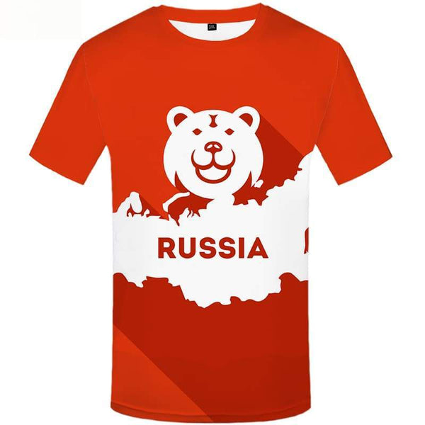 Bear T shirts Men Russia Tshirt Anime World Map T shirts Funny Short Sleeve - KYKU