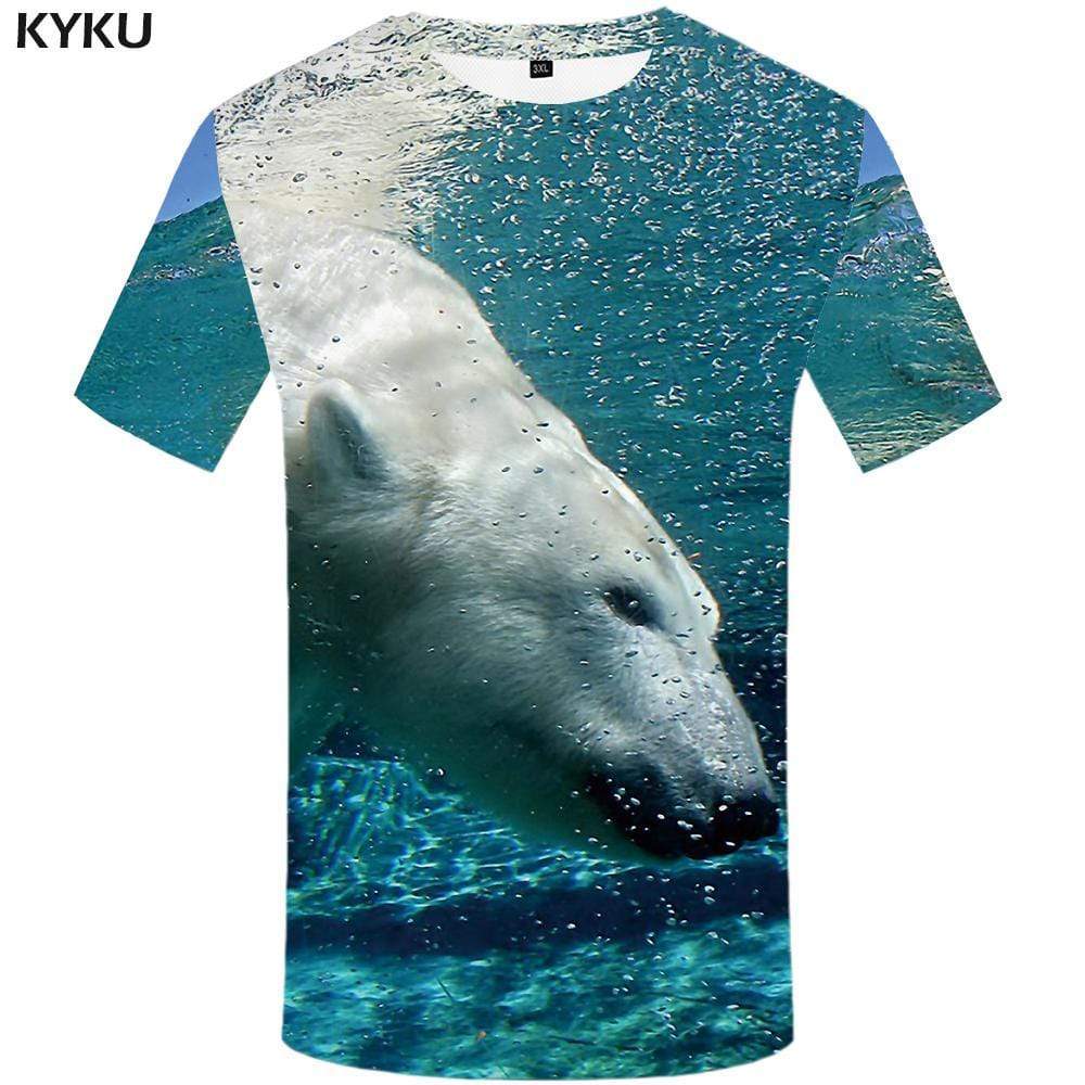Bear T-shirts Men Russia Tshirts Print Animal T shirts Funny Ocean T-shirt 3d Fish Tshirt Anime Mens Fashion Short Sleeve Unisex - KYKU
