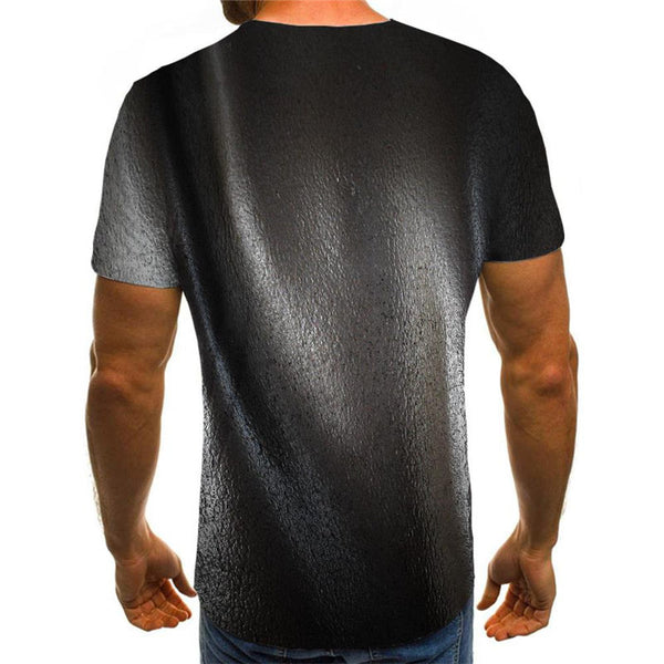 
Reflective black leather texture tshirt special texture Casual shirt 3D art costume different Casual men
                