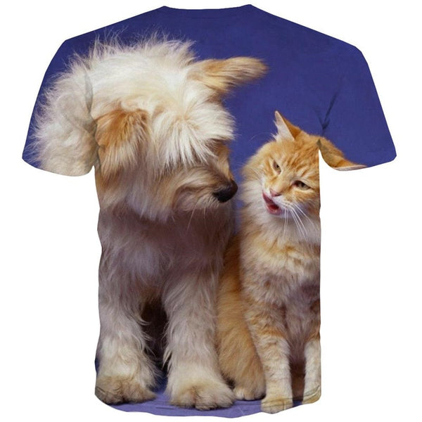 
animal t shirt Hip hop tshirt 3D docile pets Cool cat and dog art costume men
                