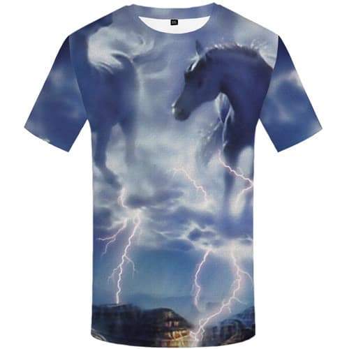 Horse T shirts Men Animal T-shirts Graphic Lightning T shirts Funny Space Tshirts Novelty Nebula Tshirt Anime Short Sleeve - KYKU
