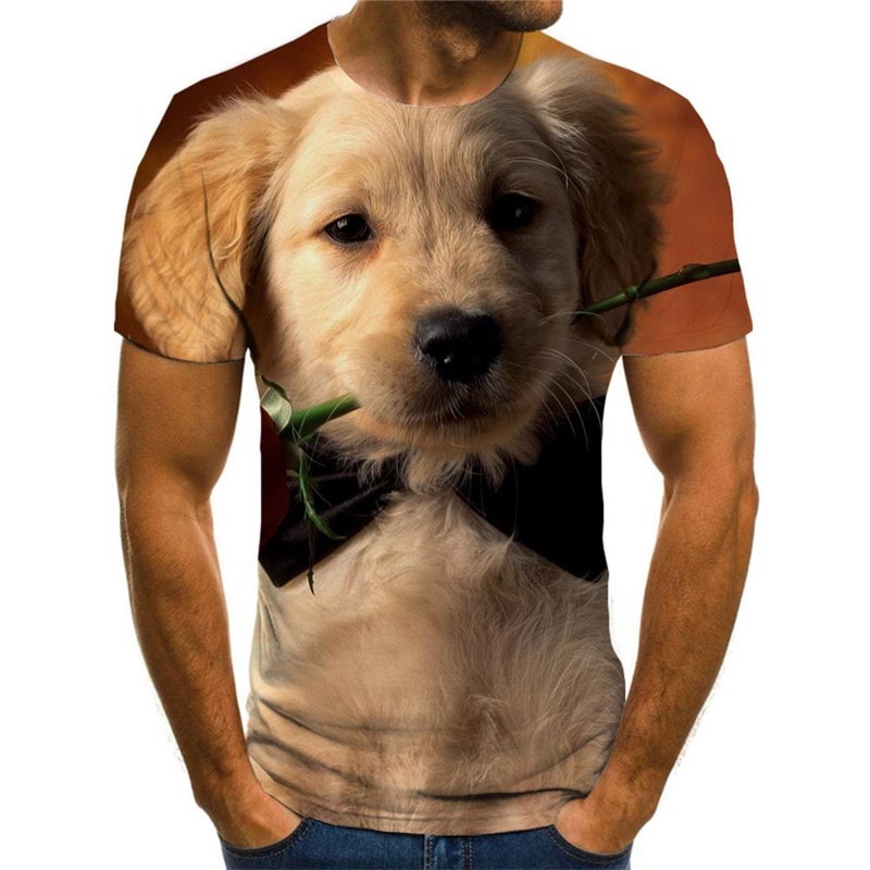 Golden Retriever dog t shirts 3D tshirt Puppy Cute Pets men art costume Casual big Smart dogs