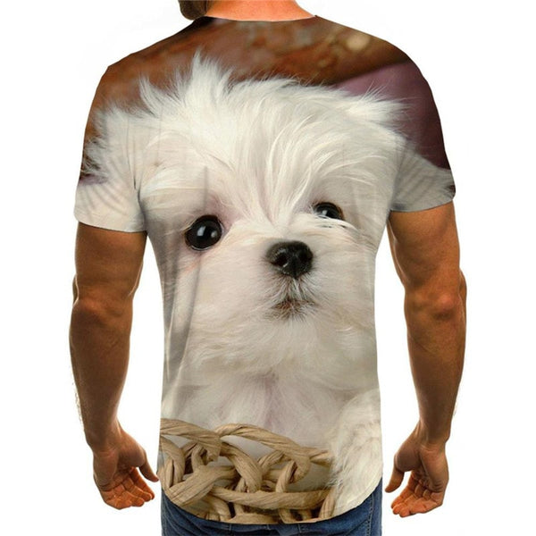 
t shirt Little White dog Puppy Cute Pets Casual shirt 3D Casual big Smart dogs man art costume
                