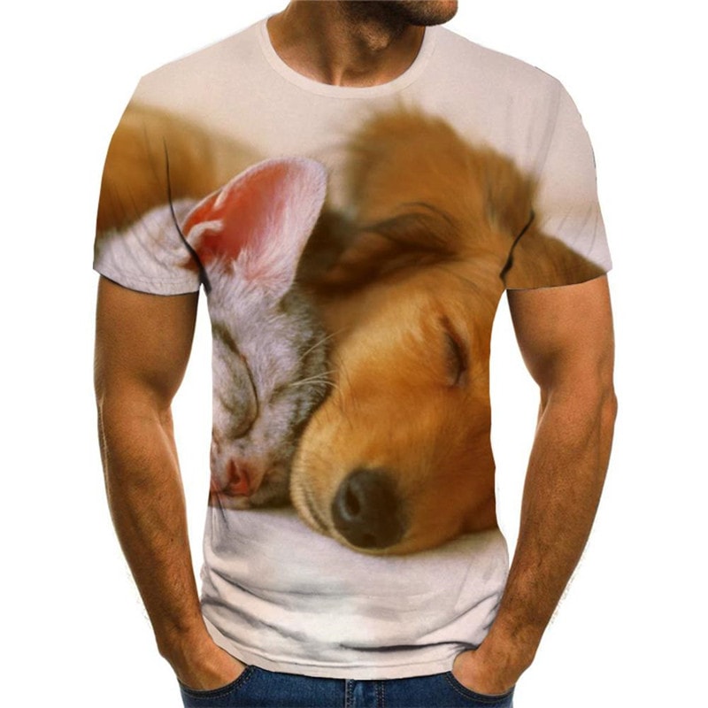 tshirt animal docile pets 3D tshirt cat and dog men art costume Cool