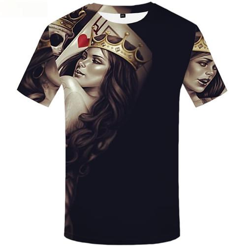 Card T-shirt Men Black Tshirts Novelty Skull Tshirts Casual Beauty T-shirts 3d King Tshirts Cool Short Sleeve Fashion Men/women