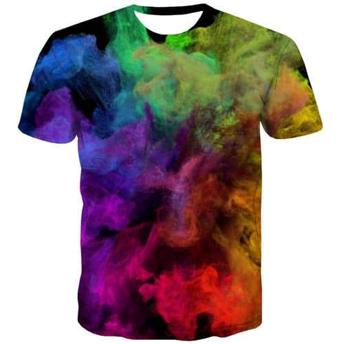 Painting T shirts Men Psychedelic T shirts Funny Abstract T-shirts 3d Colorful Shirt Print Black Tshirts Novelty Short Sleeve - KYKU