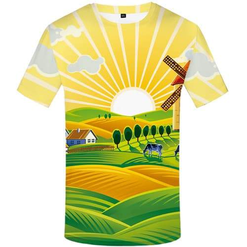 Windmill T-shirt Men Netherlands Tshirts Novelty Cartoon T-shirts Graphic Harajuku Tshirts Cool Animal Tshirt Printed - KYKU