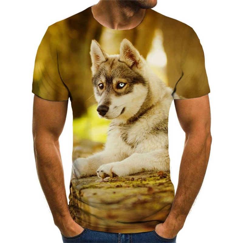 Husky dog tshirt Puppy Cute Pets tee shirt big Smart Husky dogs men Casual art costume