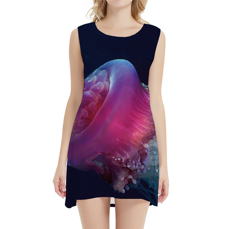 Jellyfish Dress Women Fish Beach Purple Party Harajuku Ladies Dresses Animal Sundress Womens Clothing Casual