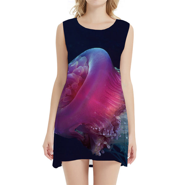 Jellyfish Dress Women Fish Beach Purple Party Harajuku Ladies Dresses Animal Sundress Womens Clothing Casual