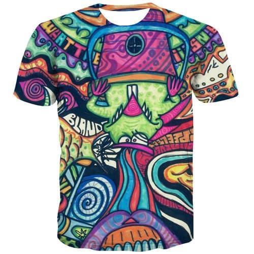 Elf T shirts Men Psychedelic T shirts Funny Anime Tshirt Anime Abstract Shirt Print Colorful T-shirts Graphic Short Sleeve - KYKU