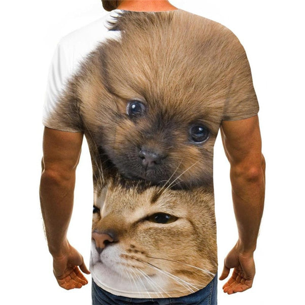 
t shirt animal docile pets clothing art costume cat and dog men Cool
                