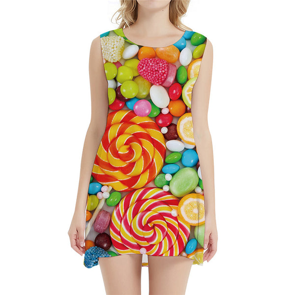Candy Dress Women Food Sexy Colorful 3d Print Psychedelic Boho Vortex Beach Womens Clothing Elegant