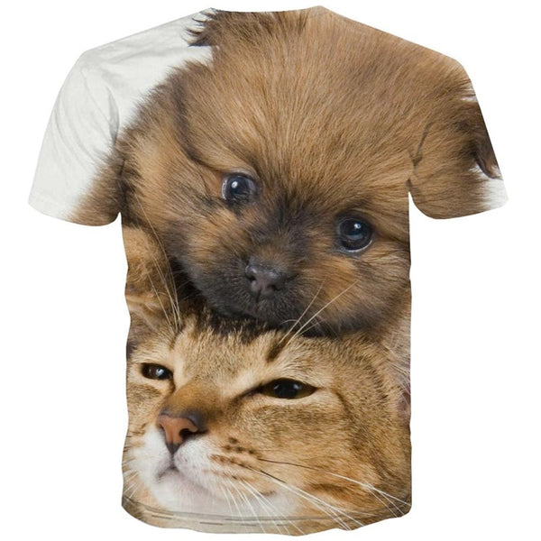 
t shirt animal docile pets clothing art costume cat and dog men Cool
                