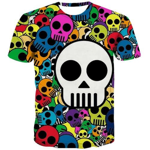Skull T-shirt Men Colorful Shirt Print Hip Hop T shirts Funny Cosplay T-shirts Graphic Punk Tshirt Printed Short Sleeve Hip hop - KYKU