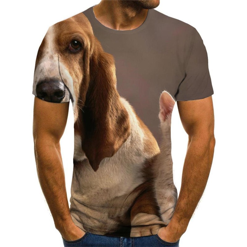 tshirt animal docile pets Novelty 3D shirt Cool men cat and dog art costume