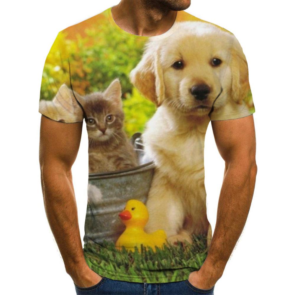 animal t shirtCasual docile petsCasual cat and dog art costume men