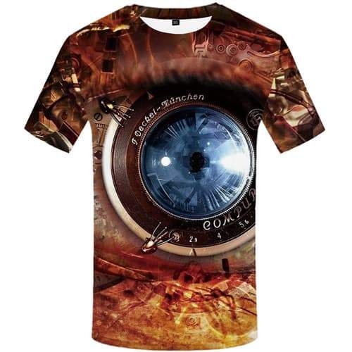 Eye T shirts Men Metal Tshirt Printed Flame Tshirts Novelty Mechanical Shirt Print Gothic Tshirt Anime Short Sleeve summer Men - KYKU