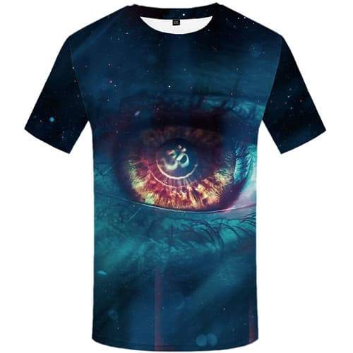 Eye T-shirt Men Flame Shirt Print Fantasy T-shirts Graphic Harajuku Tshirts Cool Gothic Tshirts Novelty Short Sleeve T shirts - KYKU