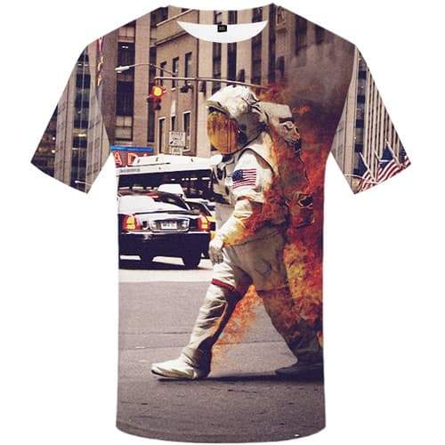 Astronaut T-shirt Men War Tshirt Anime United States Tshirts Casual Car Tshirt Printed Metal T shirts Funny Short Sleeve Hip hop - KYKU