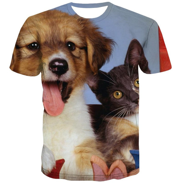 
animal tshirt docile pets shirt tee men cat and dog Cool art costume
                