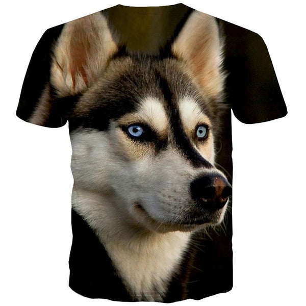 
Husky dog t shirt Casual Puppy Cute Pets Casual big Smart Husky dogs art costume men
                