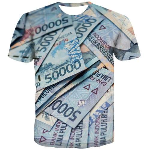 Money T-shirt Men Geometric T-shirts 3d Abstract T-shirts Graphic Indonesia Shirt Print Harajuku Tshirt Printed Short Sleeve - KYKU