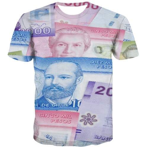 Money T shirts Men Chilean Peso Tshirt Anime Chile Shirt Print Harajuku Tshirt Printed Gothic Tshirts Novelty Short Sleeve - KYKU