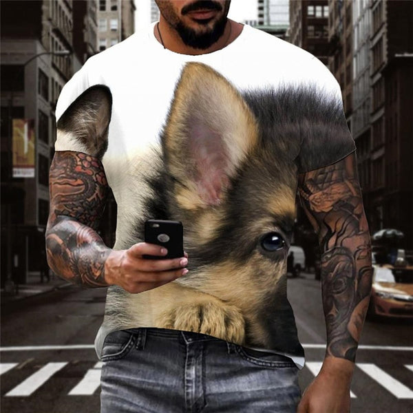 
animal t shirt clothing docile pets art costume cat and dog Cool men
                