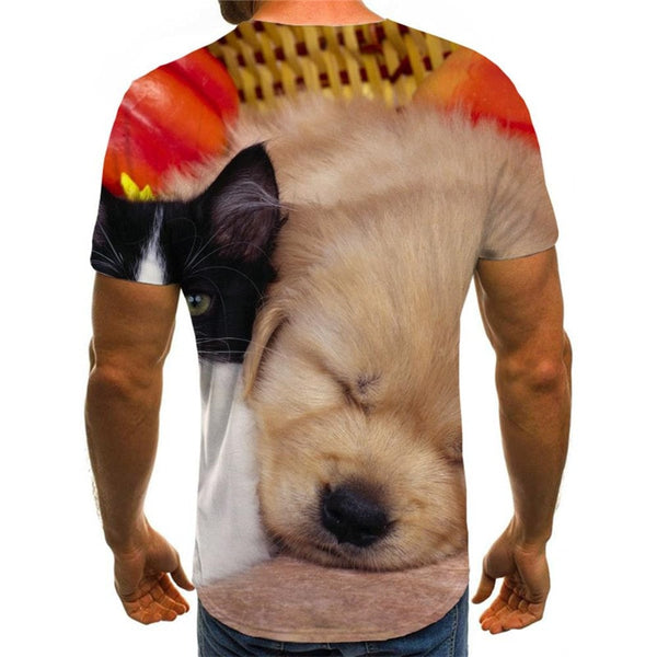 
animal tshirt Novelty 3D shirt docile pets Cool men art costume cat and dog
                