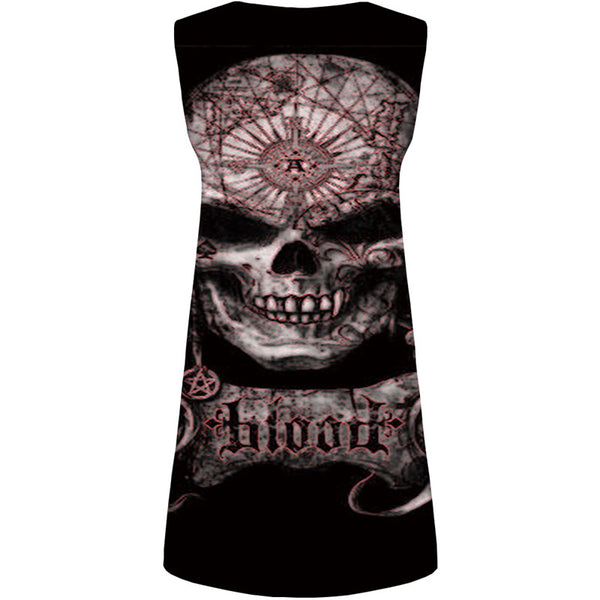 
Skull Dress Women Black Beach Geometric Vestido Sexy Punk Office Retro Ladies Dresses Womens Clothing Summer
                