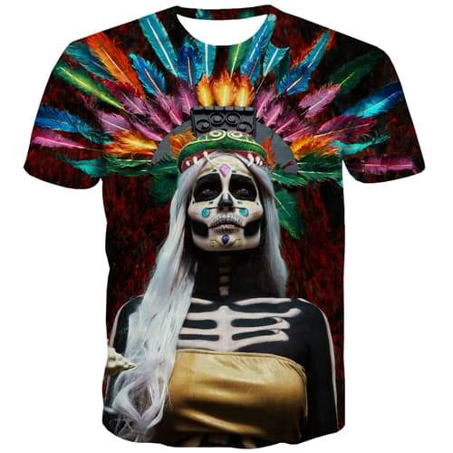 Skull T-shirt Men Skeleton Tshirt Anime Colorful T shirts Funny Cosplay T-shirts Graphic Funny T-shirts 3d Short Sleeve Fashion - KYKU