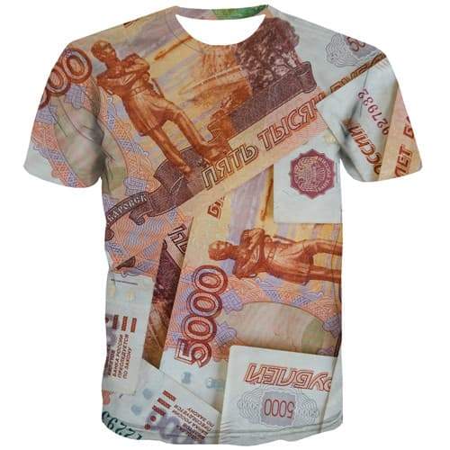 Russian Ruble T-shirt Men Money Tshirts Novelty Russia Tshirt Printed Character Tshirt Anime Harajuku Tshirts Cool Short Sleeve - KYKU