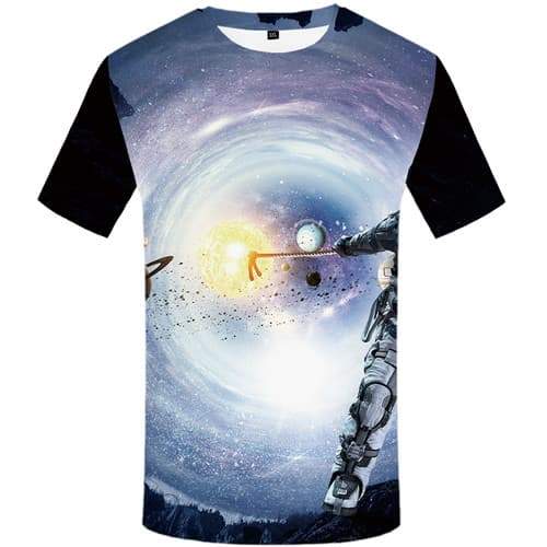 Galaxy Space T-shirt Men Astronaut Tshirt Anime Earth Tshirts Cool Nebula T-shirts 3d Abstract Shirt Print Short Sleeve - KYKU