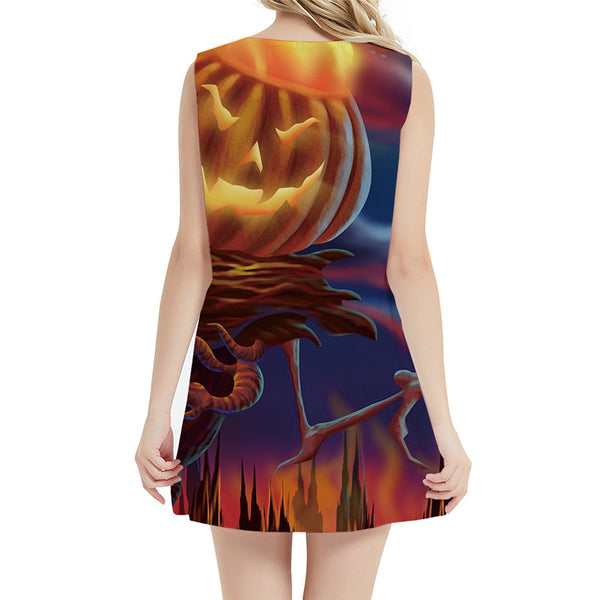 
Pumpkin Dress Women Psychedelic Korean Style Halloween Office Colorful Sundress Harajuku 3d Print Womens Clothing Summer
                