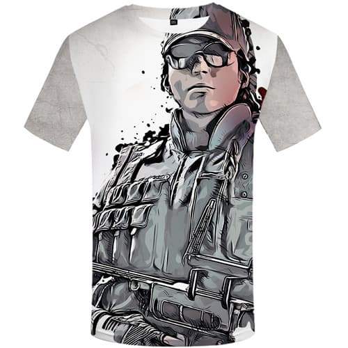 Rainbow T-shirt Men Military Tshirt Anime Graffiti T-shirts Graphic Gun Tshirts Casual Ink T-shirts 3d Short Sleeve Fashion - KYKU