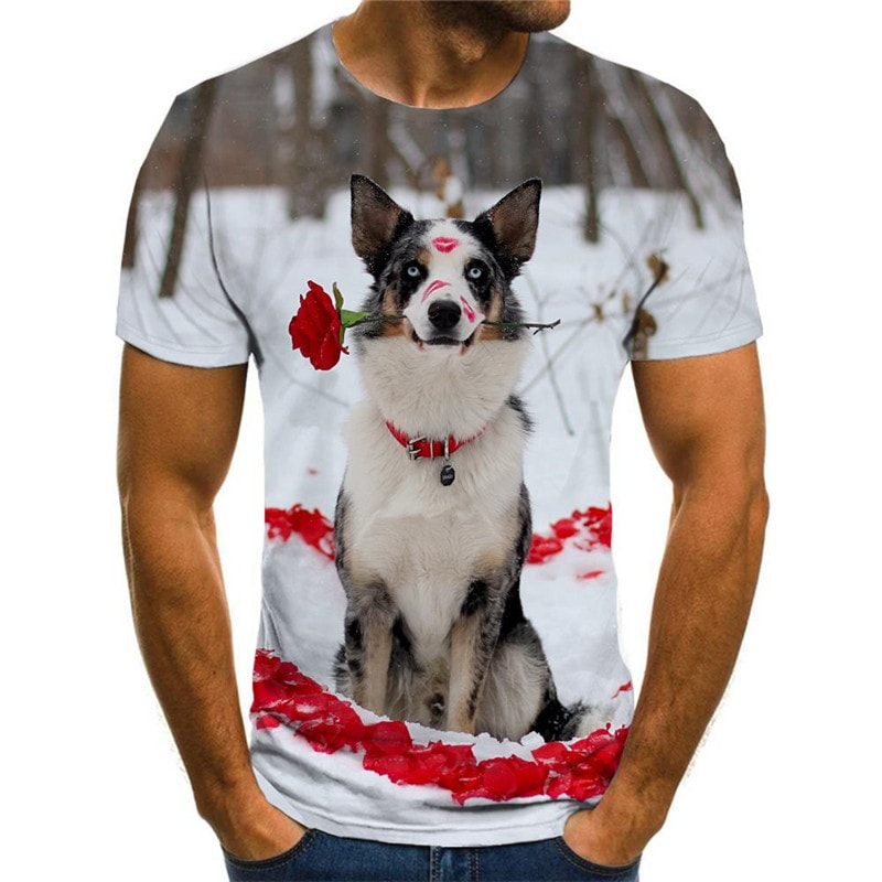dog tshirt Novelty 3D shirt Puppy Cute Pets Cool men art costume big Smart dogs