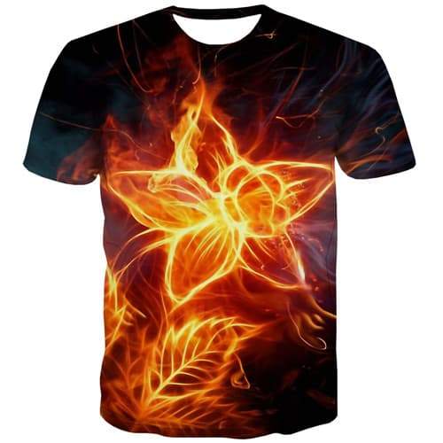Flower T shirts Men Geometric T-shirts Graphic Abstract Tshirts Casual Flame Tshirts Novelty Galaxy Space Tshirt Printed - KYKU