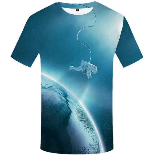 Astronaut T-shirt Men Galaxy Tshirts Casual Space Tshirts Novelty Earth T-shirts Graphic Metal Tshirt Anime Short Sleeve Hip hop - KYKU