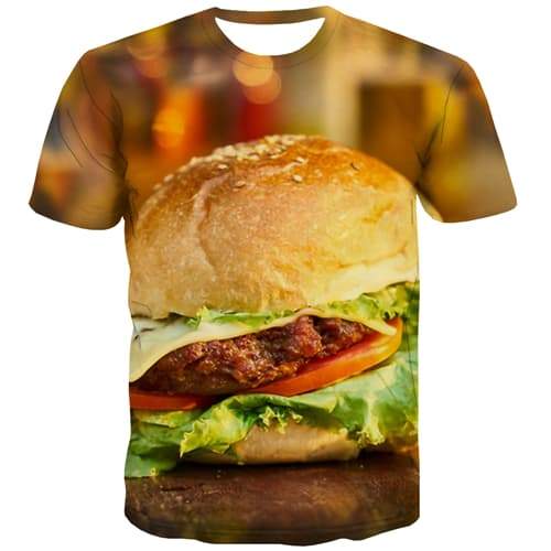 Hamburger T shirts Men Funny Tshirt Anime Food Shirt Print Harajuku Tshirts Casual Cartoon T-shirts Graphic Short Sleeve Hip hop - KYKU