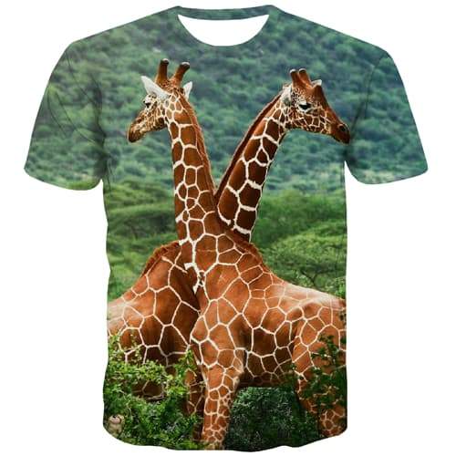 Animal T shirts Men Giraffe T-shirts Graphic Leopard Print Tshirts Casual Plant Tshirts Novelty Lovely Tshirts Cool Short Sleeve - KYKU