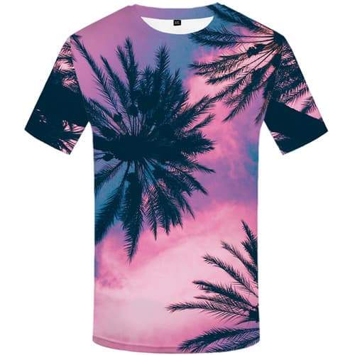 Coconut Tree T shirts Men Harajuku Shirt Print Cloud Tshirts Casual Beach Tshirt Printed Hawaii T shirts Funny Short Sleeve - KYKU