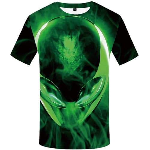 Alien T-shirt Men Skull T shirts Funny Harajuku Tshirts Casual Cosplay Tshirt Printed Black Tshirts Cool Short Sleeve Hip hop - KYKU