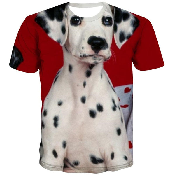 
dog t shirt Puppy Cute animal tee top Casual big Smart dogs art costume men's
                