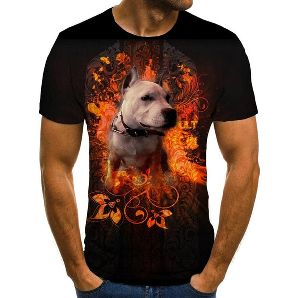 t shirt dog tee top Puppy Cute animal Casual big Smart dogs men's art costume