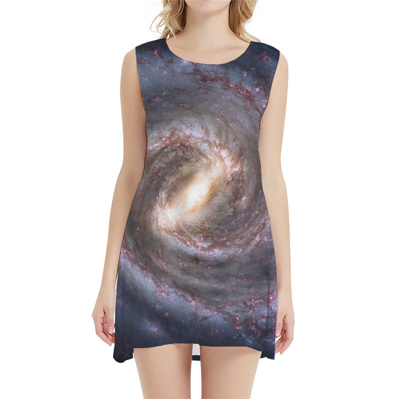 Galaxy Dress Women Lightning Office Flame Ladies Dresses Vortex Short Black Hole Beach Womens Clothing Casual