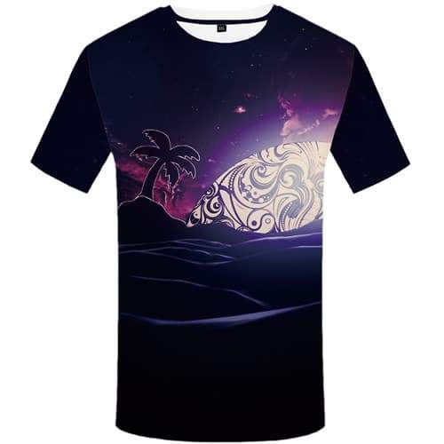 Coconut Tree T-shirt Men Cartoon Tshirts Casual Harajuku T-shirts 3d Mountain T shirts Funny Hawaii Shirt Print Short Sleeve - KYKU